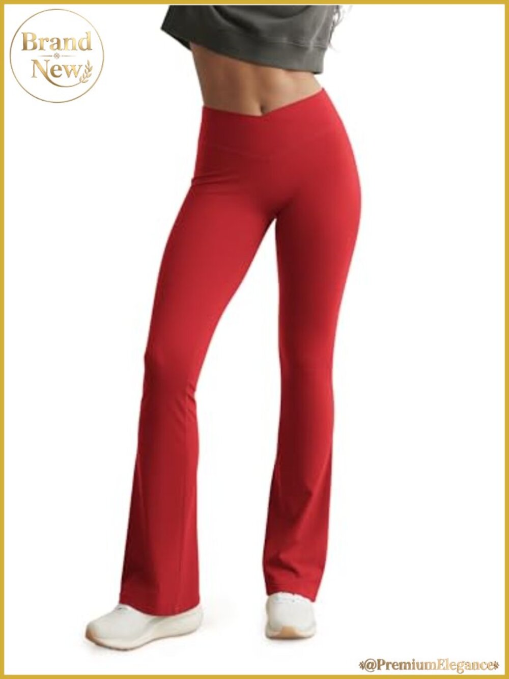 Hidden Scrunch Flare Leggings High Waist Crossover Yoga Pants